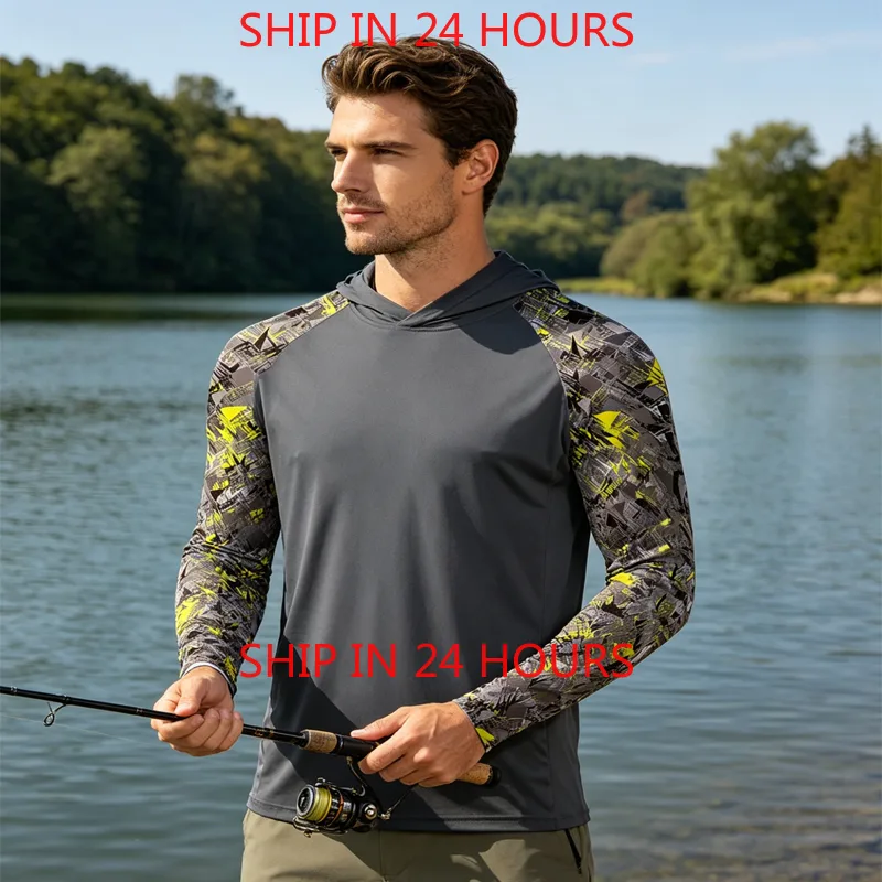 Fishing Hoodie - เสื้อผ้าตกปลา เสื้อฮู้ดตกปลาประสิทธิภาพสูง ป้องกันรังสียูวี UPF 50 เสื้อยืดแขนยาวสำหรับตกปลา