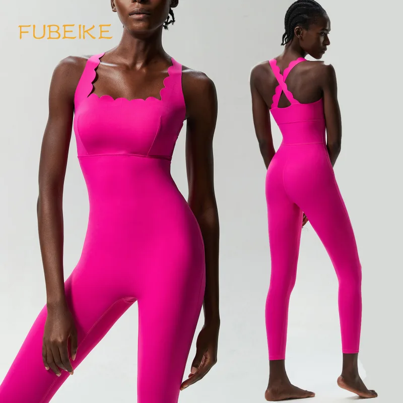 Fishing Vest - FUBEIKE คลื่นเล็กความงามกลับโยคะฟิตเนสชิ้นเดียวของผู้หญิงขนาดบวกแน่นซูเปอร์ยืดกีฬาวิ่งเสื้อกั๊ก J umpsuit