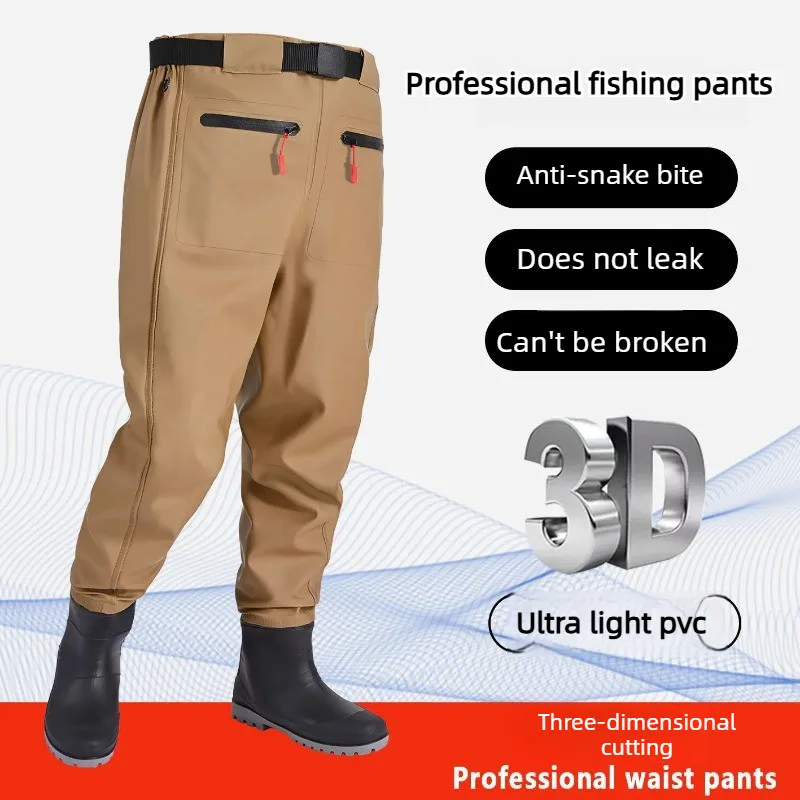 Fishing Pants Waterproof - กางเกงตกปลาแบบกันน้ำสำหรับผู้ชาย, กางเกงไนลอนครึ่งตัวสูงระดับเอวสำหรับตกปลาในลำธารและกิจกรรมกลางแจ้ง