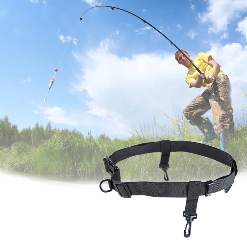 Fishing Belt - เข็มขัดคาดเอวสำหรับตกปลา 2 ชิ้น สายรัดนิรภัยแบบปรับได้สำหรับนักตกปลา พร้อมหัวเข็มขัดปลดเร็ว ตะขอรูปตัว