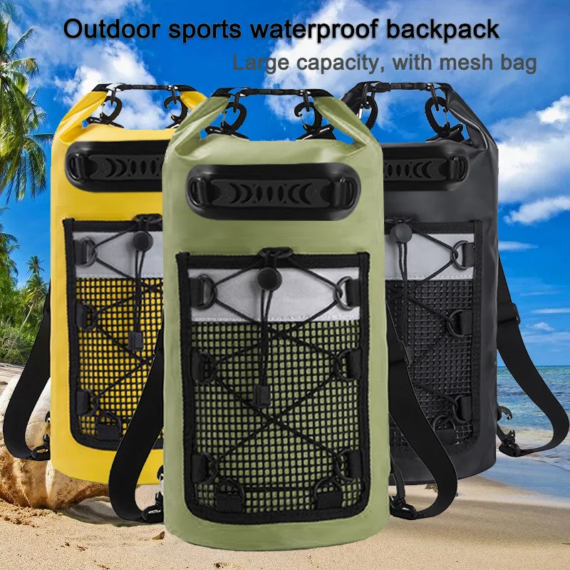 Fishing Bag Waterproof - 500DPVC ตาข่ายสะท้อนแสง Beach Rafting Bag Camping
