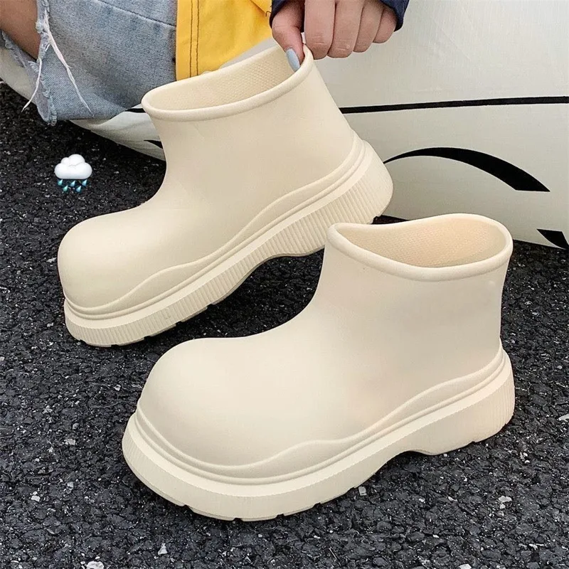 Fishing Waders - รองเท้าบูทยางกันฝนสีดำแบบหลวมสำหรับผู้หญิง รองเท้าบูทหุ้มข้อน้ำหนักเบาทำจาก EVA รองเท้ากันน้ำสำหรับผู้หญิง รองเท้าบูทตกปลา รองเท้าบูทกันฝนแบบหนาสำหรับผู้หญิง