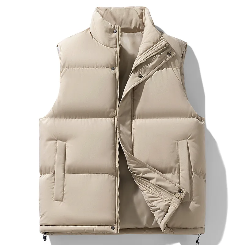 Fishing Vest - เสื้อกั๊กตกปลาแบบคอตั้ง เสื้อกั๊กกลางแจ้งสำหรับผู้ชาย เสื้อกั๊กผ้าฝ้ายบุขนเป็ดสำหรับผู้ชาย เสื้อกั๊กหนาสำหรับฤดูใบไม้ร่วงและฤดูหนาว เสื้อกั๊กอุ่น