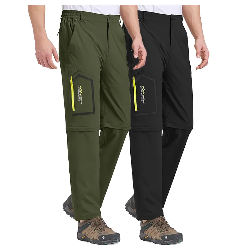 Fishing Pants Waterproof - กางเกงตกปลาเดินป่าสำหรับผู้ชายเดินป่ากันน้ำแปลงกางเกงแห้งเร็วสำหรับลุยน้ำน้ำหนักเบาระบายอากาศได้