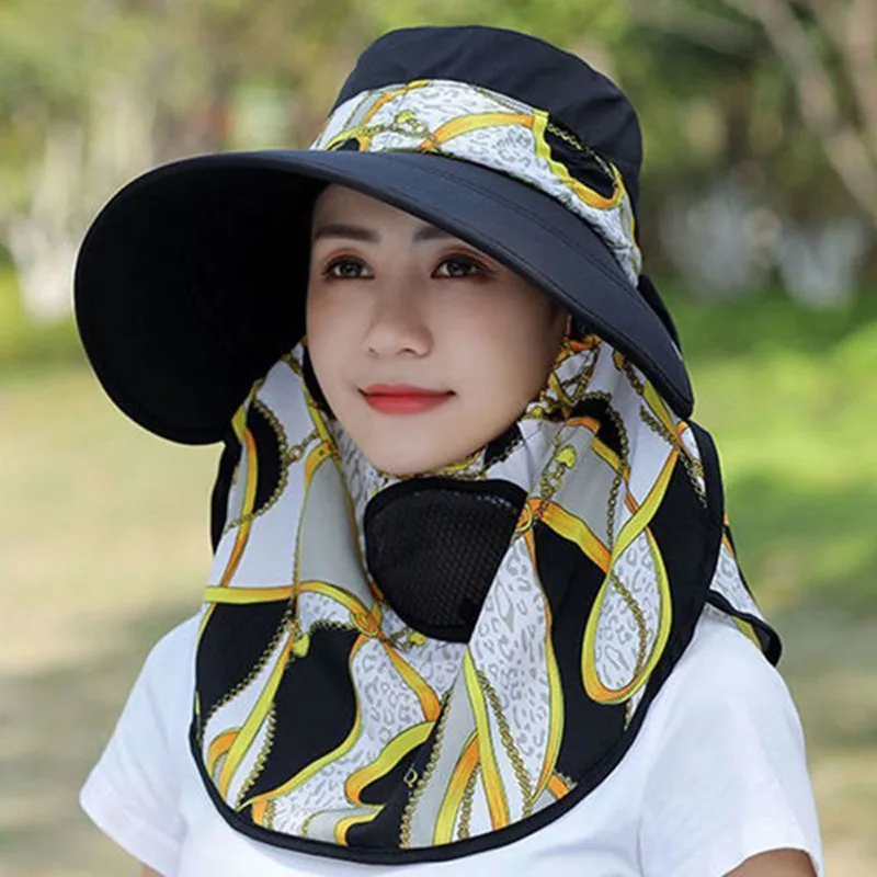 Fishing Hat - หมวกสำหรับทำงานเกษตร ปีนเขา ตกปลา หมวกกันแดดสำหรับผู้หญิง หมวกบักเก็ตลายดอกไม้ ป้องกันรังสียูวี