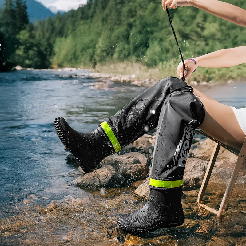 Fishing Boots - รองเท้าบูทยางกันฝนแบบพับได้สำหรับผู้ชาย ป้องกันน้ำ กันลื่น เหมาะสำหรับตกปลา ลุยน้ำ ปลูกข้าว