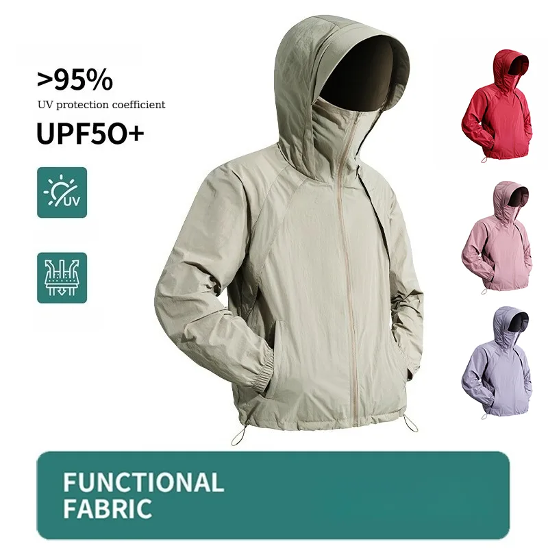 Fishing Shirt Uv Protection - เสื้อแจ็คเก็ตป้องกันแสงแดด UPF 50+ สำหรับผู้ชายและผู้หญิง มีฮู้ด ป้องกันรังสียูวี