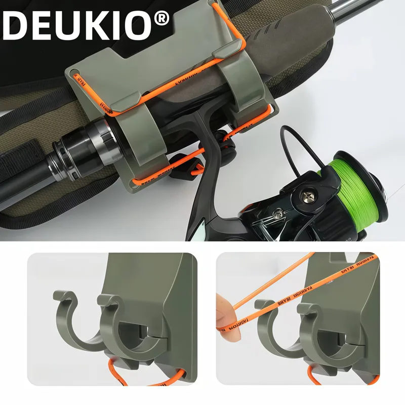 Fishing Belt - DEUKIO ที่ยึดคันเบ็ดแบบคลิปหนีบเข็มขัดสำหรับใช้งานกลางแจ้ง ระบบล็อคแบบสไลด์แฮนด์ฟรี 360 องศา °