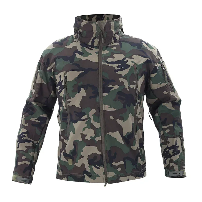 Fishing Jacket Waterproof - ฤดูหนาวฤดูใบไม้ร่วงเสื้อแจ็คเก็ตยุทธวิธีผู้ชายกองทัพซอฟท์เชลล์เสื้อแจ็คเก็ตกันน้ำยุทธวิธีตกปลาเดินป่าตั้งแคมป์ปีนเขาเสื้อแจ็คเก็ตขนแกะ