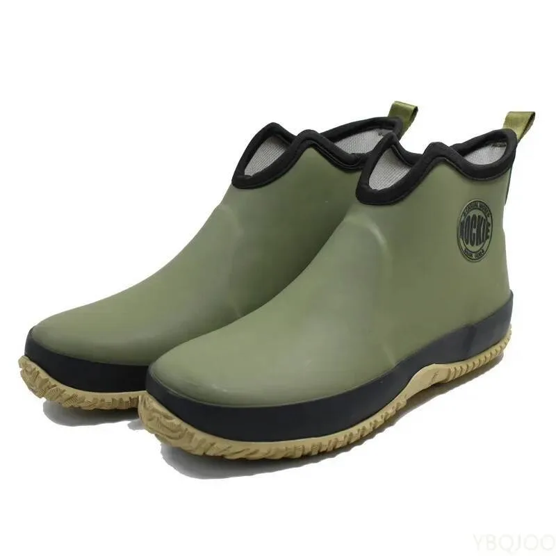 Fishing Boots - รองเท้าบูทยางกันน้ำกันลื่นสำหรับผู้ชาย เหมาะสำหรับกิจกรรมกลางแจ้ง ตกปลา พักผ่อน สไตล์นักเรียน แบบสูงถึงข้อเท้า