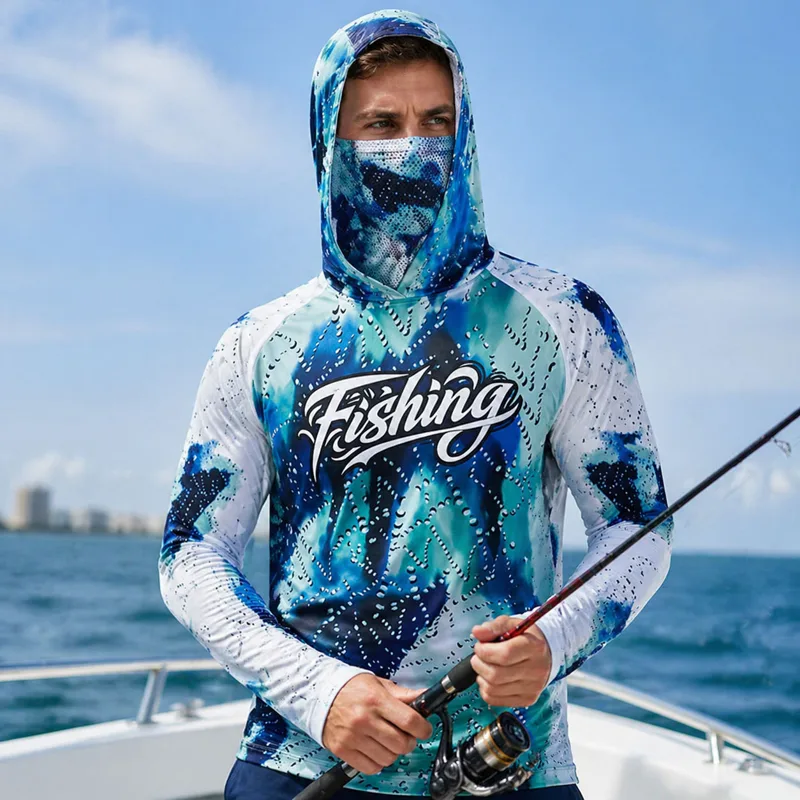 Fishing Hoodie - เสื้อฮู้ดตกปลา เสื้อคลุมกันแดด UPF 50+ เสื้อยืดวิ่ง ชุดชายหาด