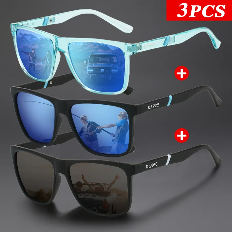 Fishing Sunglasses Polarized - 3 ชิ้น/เซ็ตคารอสแว่นตากันแดดโพลาไรซ์ผู้ชายผู้หญิง UV400 ป้องกันแว่นตาขับรถขี่จักรยานตกปลาวิ่งกีฬากลางแจ้งแว่นตา