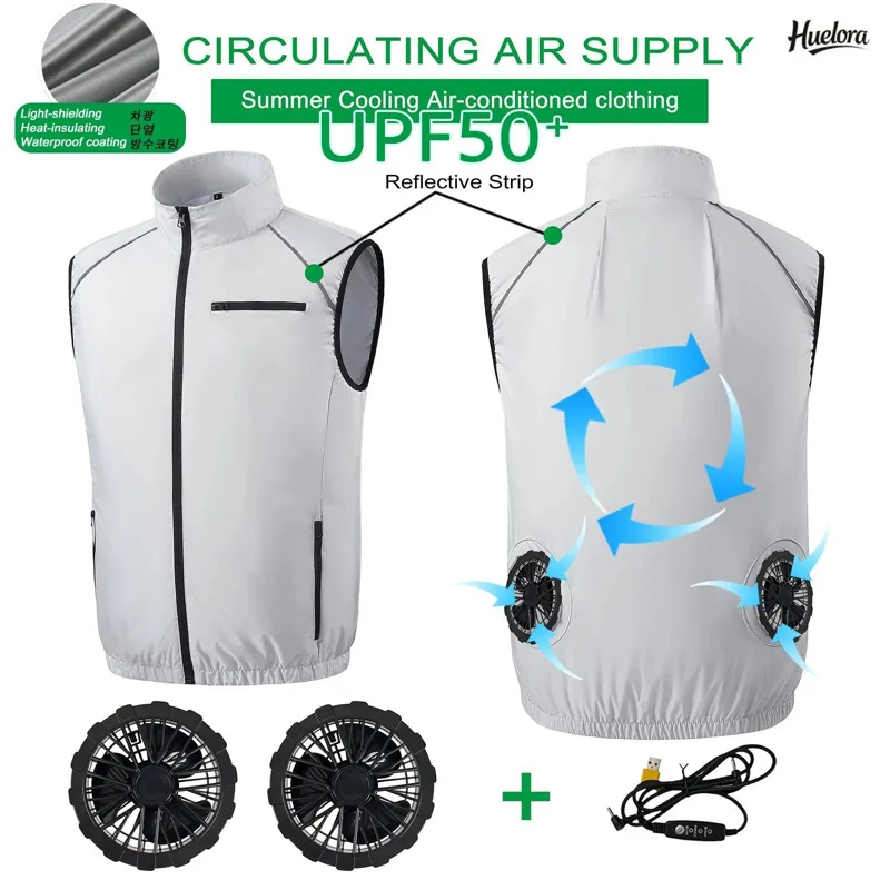 Fishing Vest - ฤดูร้อน Cool เสื้อกั๊กสวมใส่เครื่องทําความเย็นพัดลมเสื้อกั๊ก Air Conditioner เสื้อผ้ากลางแจ้ง