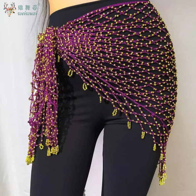 Fishing Belt - ใหม่ Belly Dance ผ้าพันคอสะโพกเลื่อมตกปลาสุทธิผ้าพันคอสามเหลี่ยมสําหรับสตรี Oriental เอวสะโพกผ้าพันคออุปกรณ์เต้นรํา
