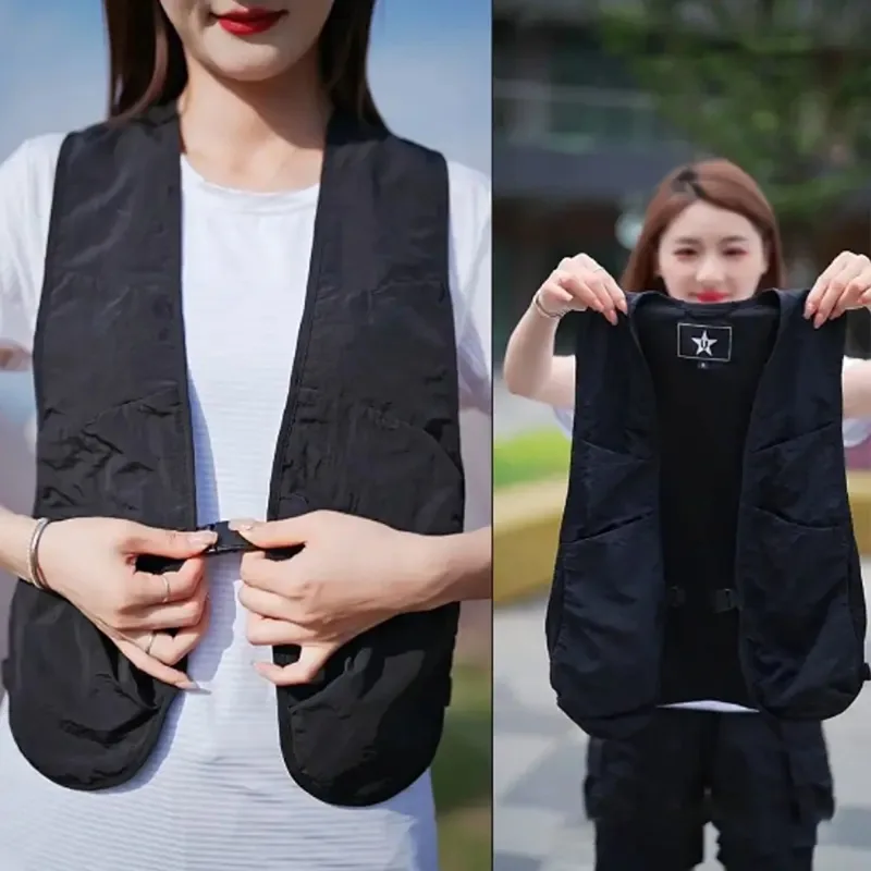 Fishing Vest - น้ําหนักเบาUnisexเสื้อกั๊กหลายกระเป๋าHip-Hop Streetwear Chest Rigกระเป๋าท่องเที่ยวกลางแจ้งตกปลาเดินป่าเสื้อกั๊กเสื้อผ้า