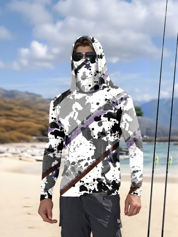 Fishing Shirt Uv Protection - เสื้อตกปลาผู้ชายแบบมีฮู้ด แขนยาว เสื้อผ้าตกปลา เสื้อยืดตกปลา ป้องกันรังสียูวี เสื้อตกปลา