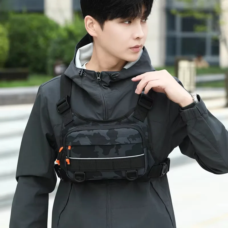 Fishing Backpack - เสื้อกั๊กสะพายหน้าสำหรับปั่นจักรยาน กระเป๋าเป้สะพายหลังแบบยุทธวิธี สำหรับตั้งแคมป์ ปีนเขา ล่าสัตว์ กระเป๋าเป้สะพายไหล่
