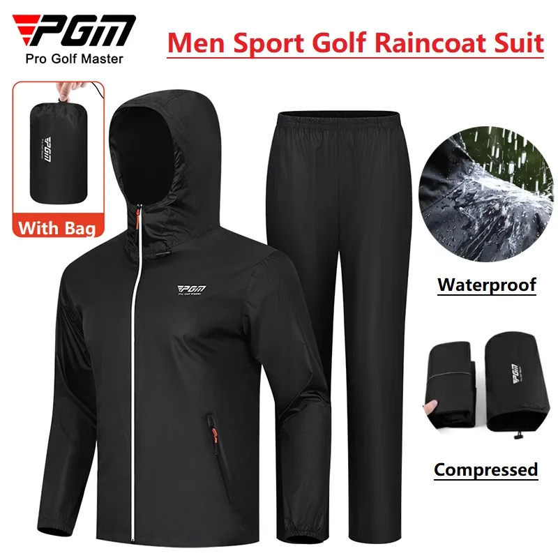 Fishing Rain Suit - PGM Men Golf เสื้อกันฝนฝนกางเกงชุดกันน้ํารถจักรยานยนต์เสื้อกันฝน Poncho ชาย