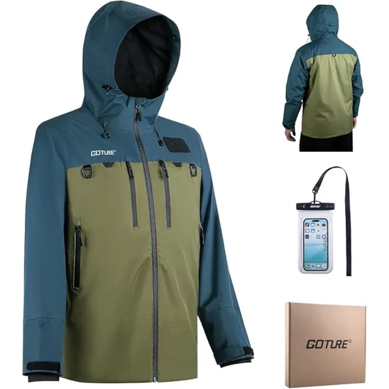 Fishing Bag Waterproof - เสื้อแจ็คเก็ตกันน้ำสำหรับตกปลา Goture ระบายอากาศได้ดี พร้อมกระเป๋าใส่โทรศัพท์แบบกันน้ำ สำหรับผู้ชายและผู้หญิง ไซส์