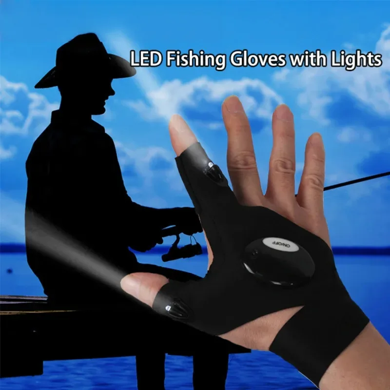ถุงมือ LED ครึ่งนิ้วสำหรับผู้ช - Fishing Gloves บทวิจารณ์และราคา