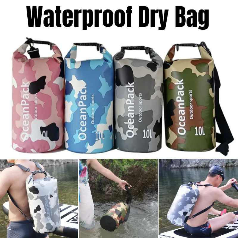 กระเป๋าแห้งกันน้ำลายพรางแบบม้ว - Fishing Bag Waterproof บทวิจารณ์และราคา