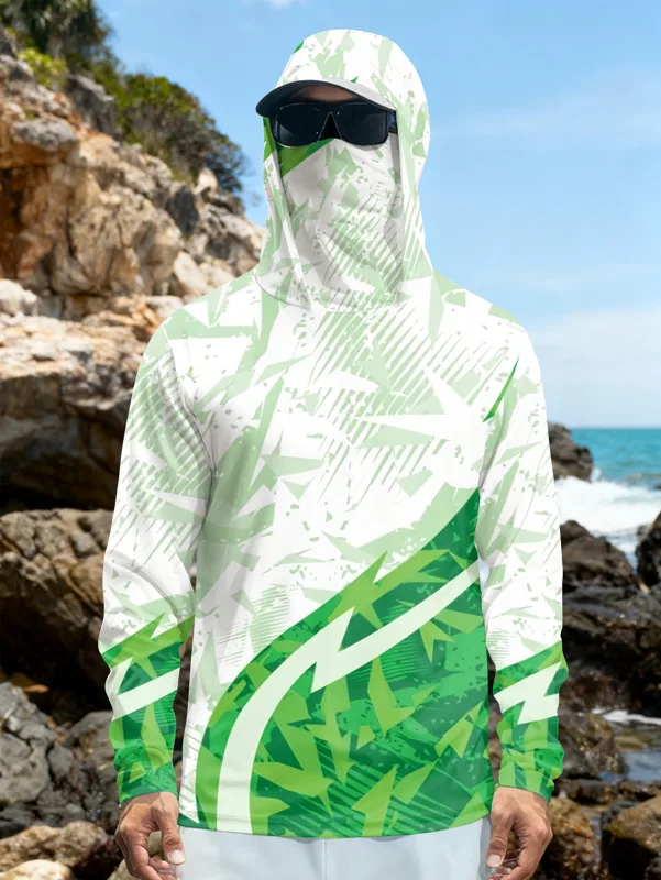 เสื้อตกปลาผู้ชายมีฮู้ดแขนยาวลา - Fishing Shirt Uv Protection บทวิจารณ์และราคา