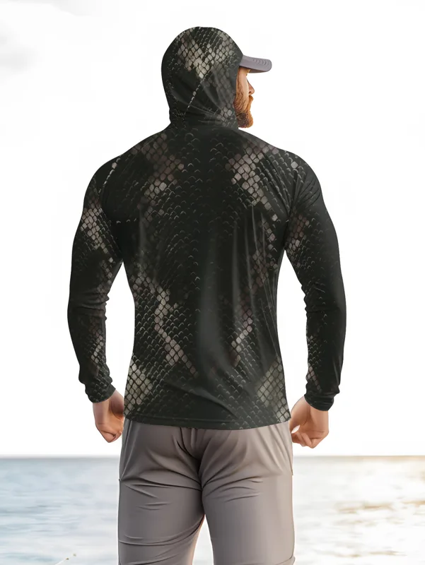 เสื้อตกปลาผู้ชายมีฮู้ดแขนยาวลา - Fishing Shirt Uv Protection บทวิจารณ์และราคา