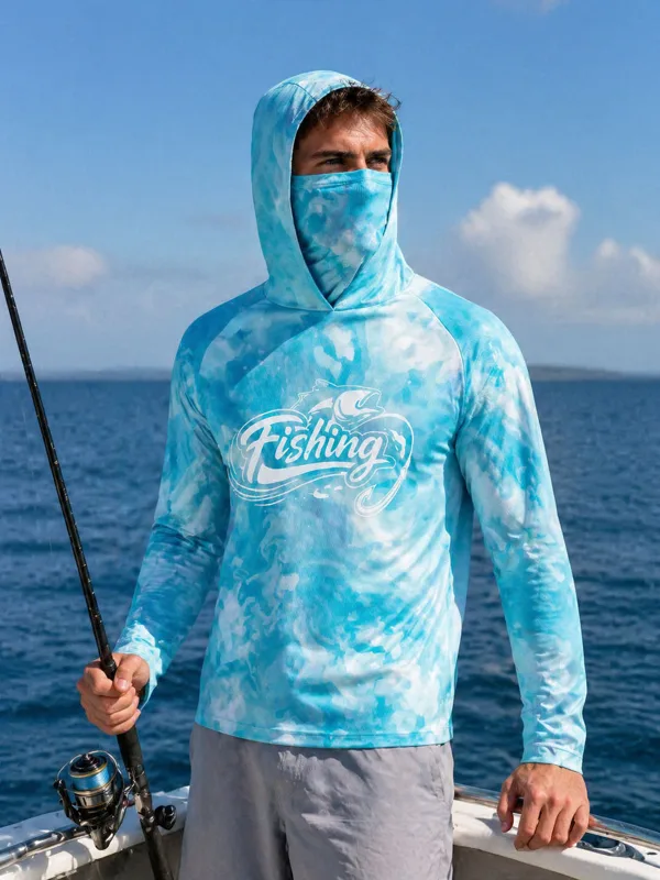 เสื้อตกปลาแบบมีฮู้ดสำหรับผู้ชา - Fishing Mask Sun Protection บทวิจารณ์และราคา