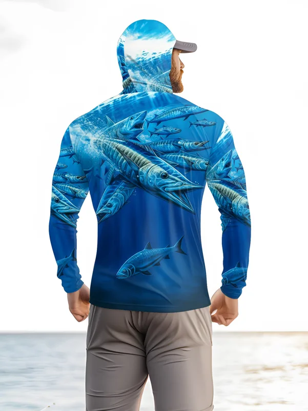 เสื้อตกปลาผู้ชายแบบมีฮู้ด แขนย - Fishing Shirt Uv Protection บทวิจารณ์และราคา