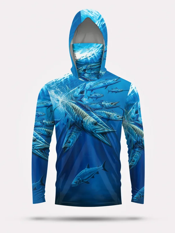 เสื้อตกปลาผู้ชายแบบมีฮู้ด แขนย - Fishing Shirt Uv Protection บทวิจารณ์และราคา